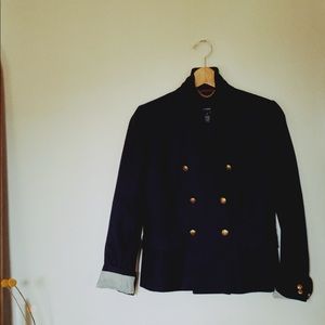 J. Crew Double Breasted Navy Gold Blazer 6
